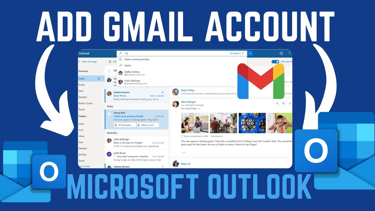 How To Add Gmail Account Email On Outlook | Microsoft 365 - YouTube