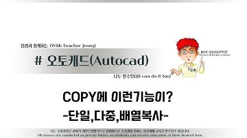 해보자 할수있다~오토캐드 COPY에 이런기능이?#오토캐드강의#캐드강좌#배열복사_단일복사_다중복사
