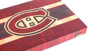 Making a "Montreal Canadiens" end grain cutting board I downloaded the EPS-file from official website, so the logo is very accurate. This "Montreal Canadiens" end grain cutting board was