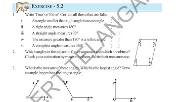 Class 6 Maths Chapter 5 | Measures of Lines and Angles | Exercise 5.2 Solutions | Telangana Board |