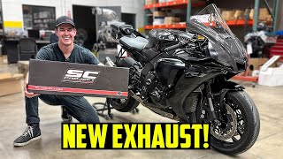 Yamaha R1 SC Project Exhaust Install  INSANE Sound