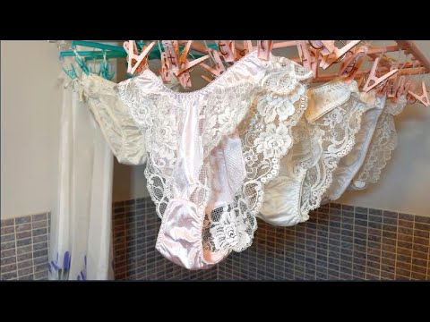 Wash and Dry - Hanging Underwear Clip Rack #23 | Lingerie Underwear Collection | Shiny Nylon Lace