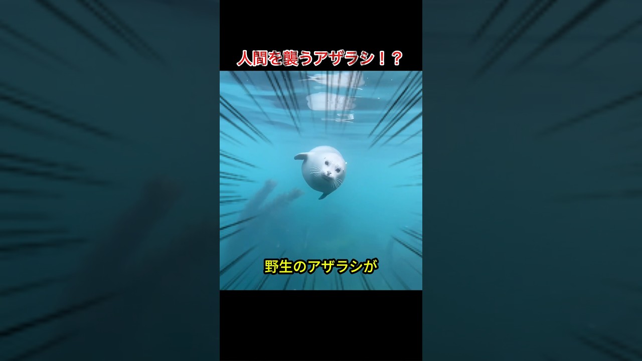 猛スピードでダイバーに突進してくる野生アザラシ