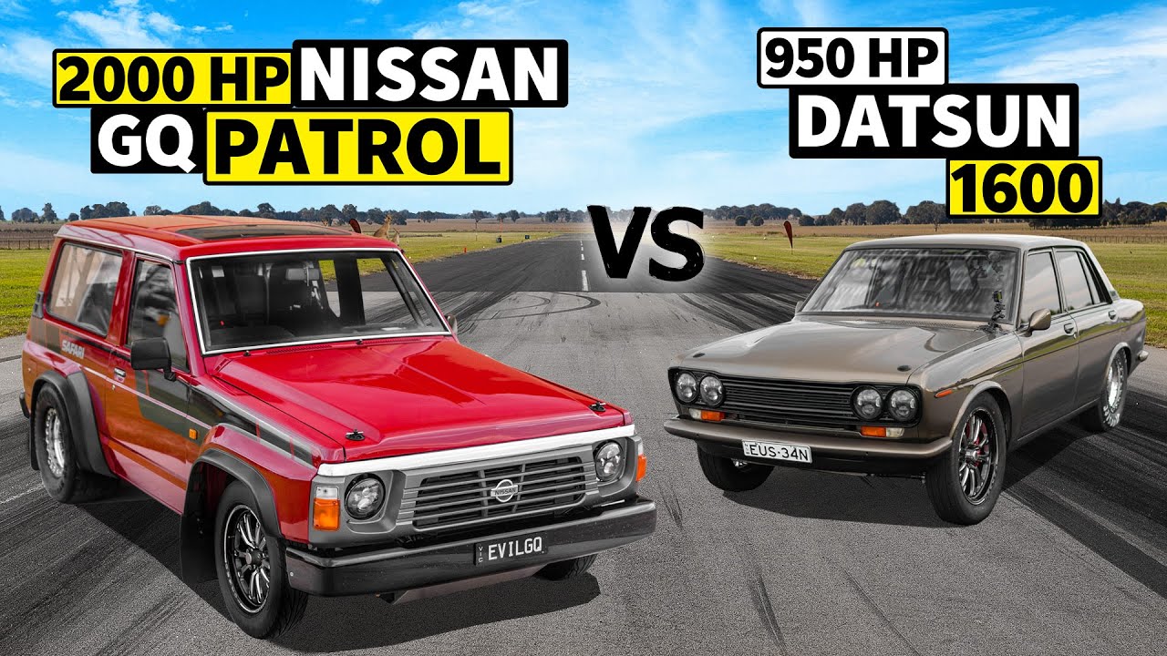 2000HP Nissan Patrol GQ races 950hp Datsun 1600 // THIS vs THAT Down Under