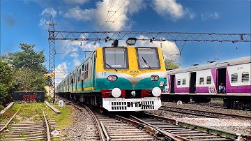 High speed & delightful crossing scenario of 3 EMU local train & 2 Freight train  in 1 shot [4K]