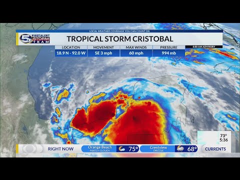 Tropical Storm Cristobol churning in southern Gulf of Mexico