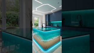 These beach countertops look absolutely stunning!🤯👏 #interior #diseño #kitchendesign #aquarium
