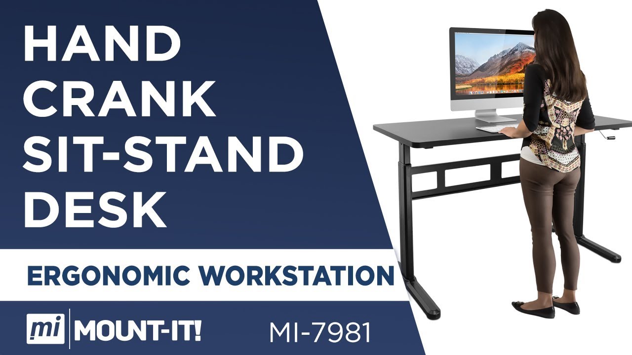 Hand Crank Sit Stand Desk Frame And Tabletop Included Features