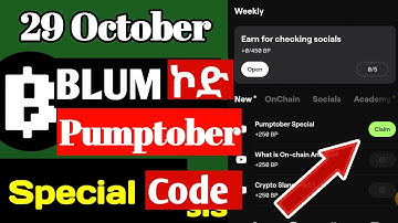Pumptober Special |Blum verify code |Blum code today |Pumptober Special Blum video verification code