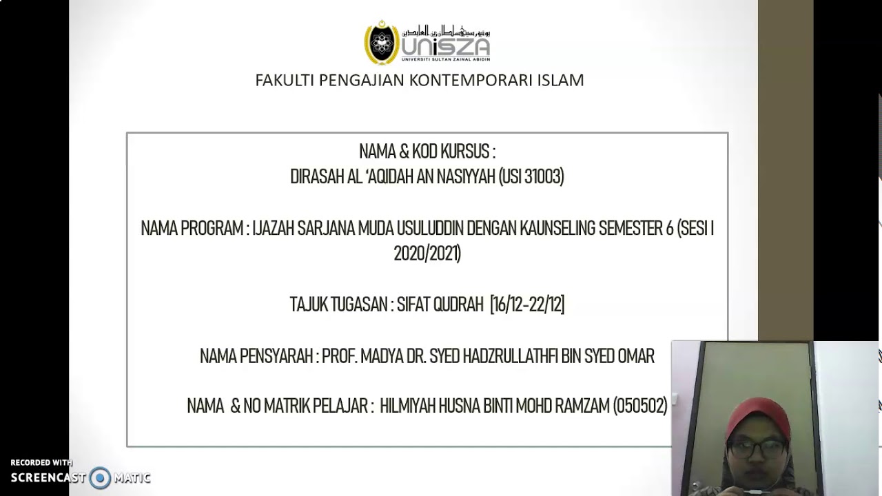 USI 31003 PEMBENTANGAN SIFAT QUDRAH USUK 6B