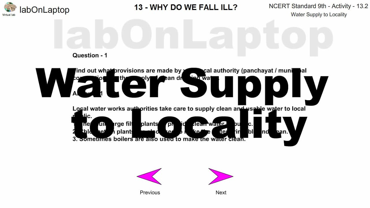 NCERT Class 9th - Activity 13.2 | Why do we Fall Ill? | Public Water Supply | labOnLaptop