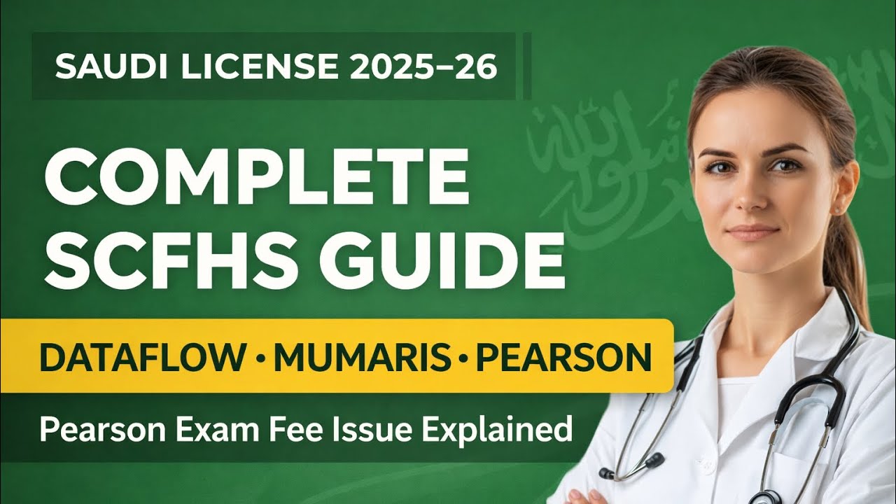 Saudi License 2026 FULL PROCESS | SCFHS DataFlow, Mumaris & Pearson Exam Update