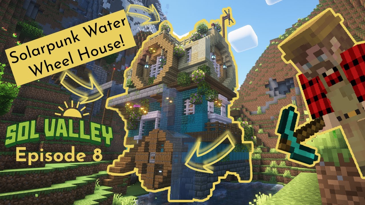 Water Power & Wildflowers - A Solarpunk Water Wheel House :: Sol Valley, Minecraft - Episode 8