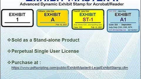 Exhibit Master II- auto-incrementing fully customizable digital exhibit stamps for legal pros.