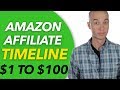 AMAZON AFFILIATE Timeline w/ milestones for $1 & $100 (using PROJECT Management)