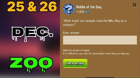 Zoo riddle of the day 25 & 26 December | Riddle of the day Zoo today | riddle of the day zoo | #zoo