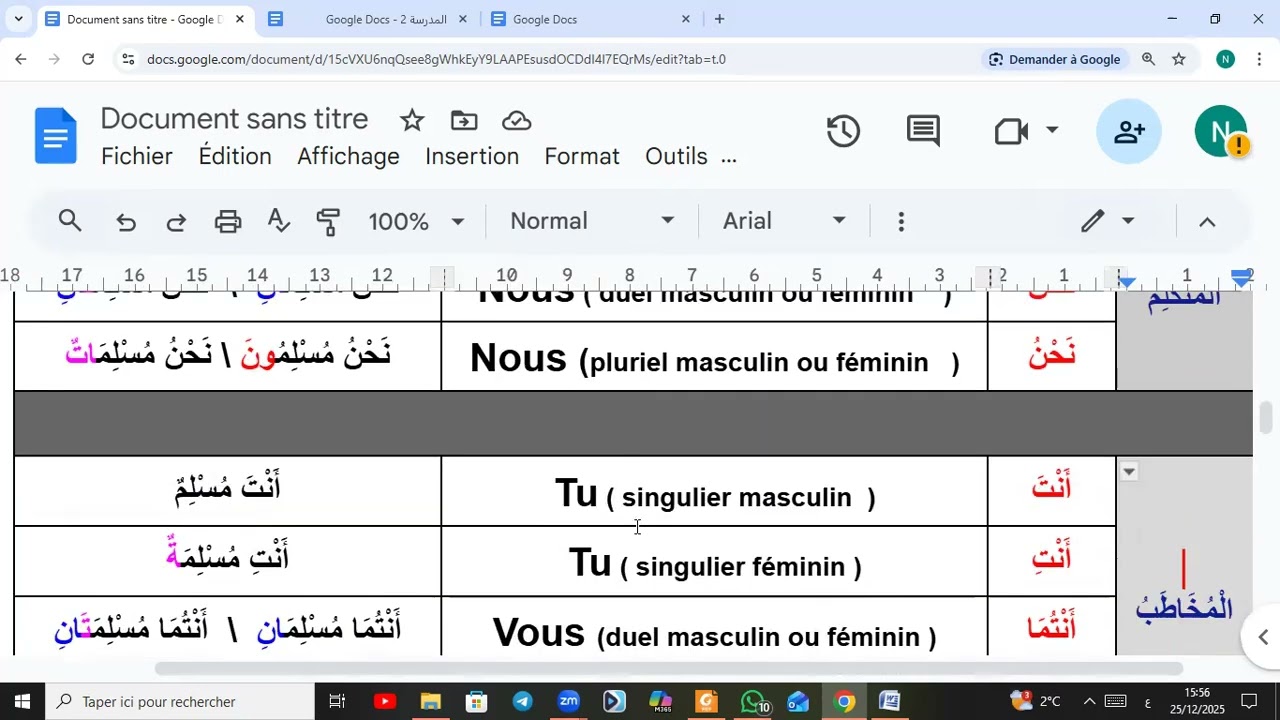 Les pronoms personnels isolés en arabe – الضمائر المنفصلة