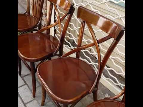 تصویری: صندلی های نیمه میله ای: سازه های نیمه نوار شفاف با طاقچه ساخته شده از چوب در اندازه های مختلف و یک صندلی گردان با ارتفاع 65 سانتی متر
