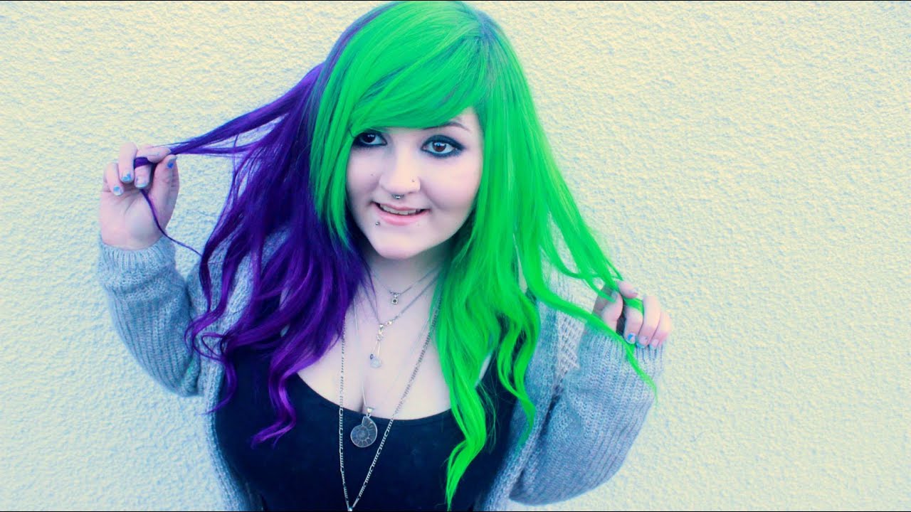 Dying My Hair Purple And Green Half Half Youtube
