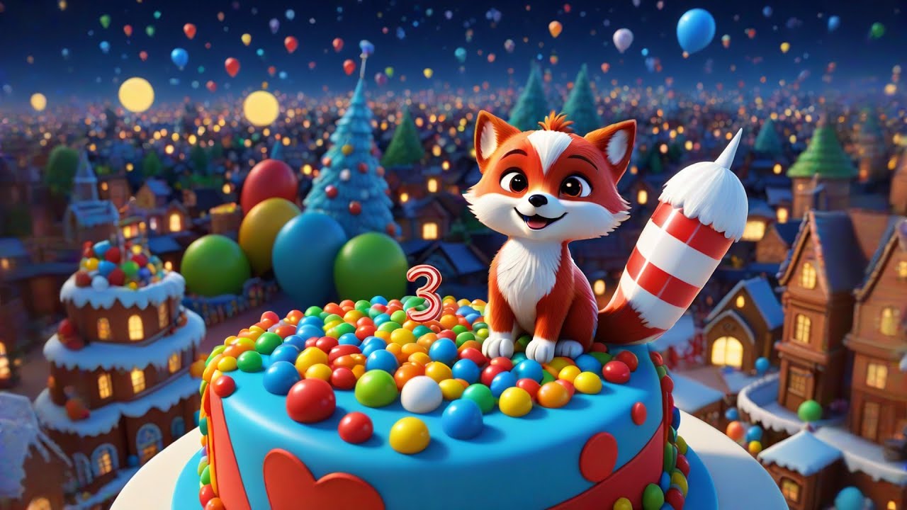 Four Candy Foxes Slide on Cake | Sweet Fox Song for Kids | Counting & Dessert Adventure Rhyme