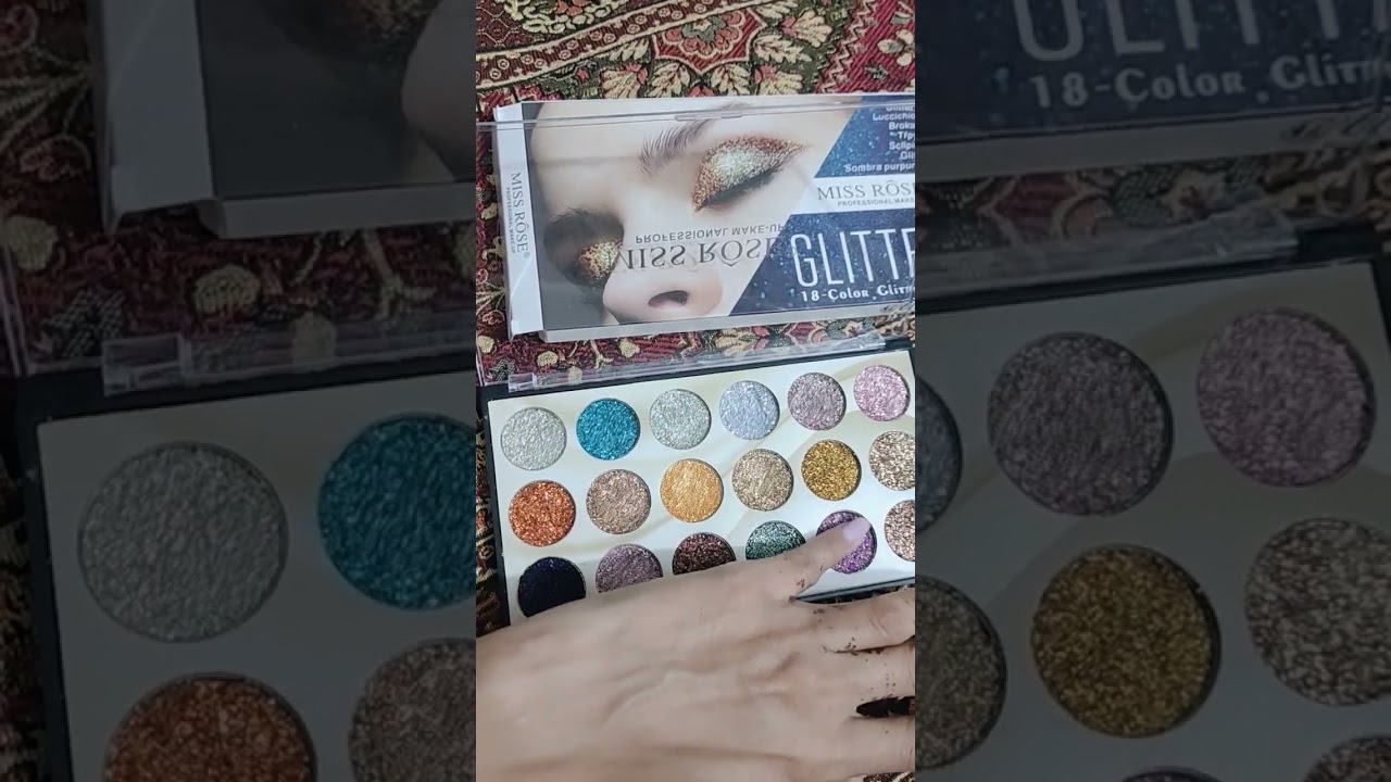 Miss rose glitter eyeshadow palette || Very pigmented || recommended 