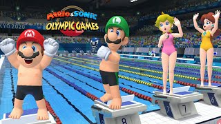 Swimming Gameplay Hard Mario & Sonic At The Olympic Games Tokyo 2020 Mario Luigi Peach Daisy + More