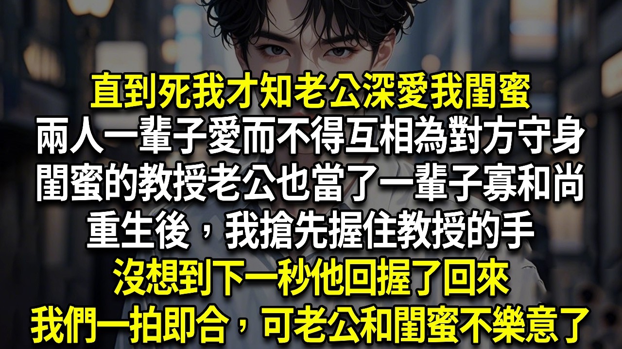 直到死我才知老公深愛我閨蜜兩人一輩子愛而不得互相為對方守身閨蜜的教授老公也當了一輩子寡和尚重生後，我搶先握住教授的手沒想到下一秒他回握了回來我們一拍即合，可老公和閨蜜不樂意了