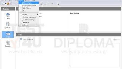 Delete the relationship between the Products and Orders tables. Save the changes.