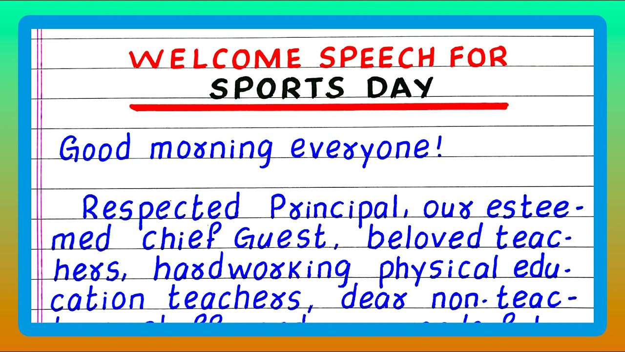 Welcome Speech for Sports Day | Welcome Speech for Annual Sports Day | IN ENGLISH