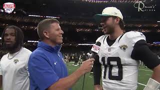 Jaguars QB CARTER BRADLEY on The Field With Brent Martineau After 24-20 Win Over Saints