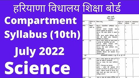 class 10 Compartment science syllabus 2022 hbse।। 10th compartment syllabus 2022 haryana board।।