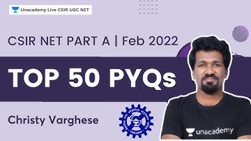 Top 50 PYQs | CSIR NET Part A Feb 2022 | Christy Varghese | Unacademy Live CSIR UGC NET