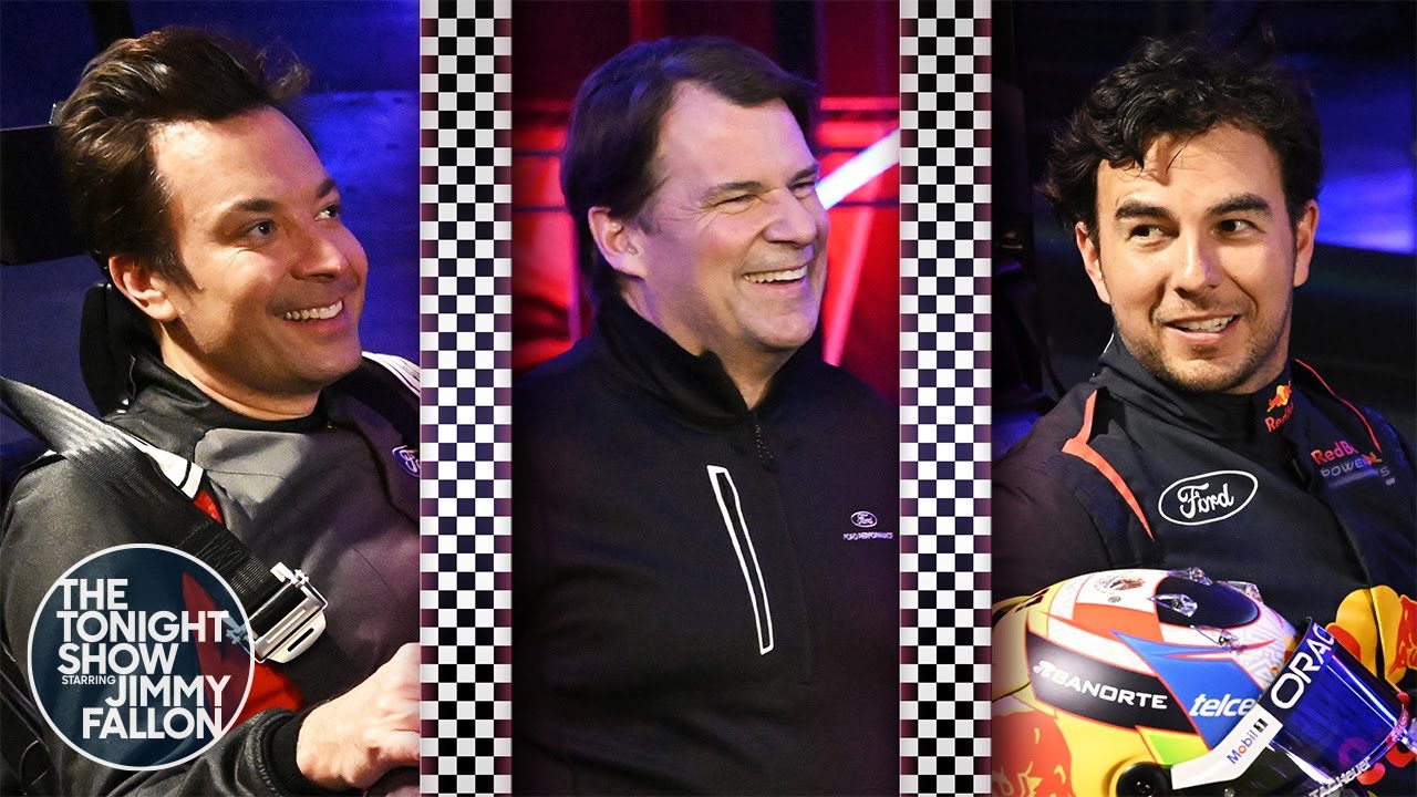 Jimmy, Jim Farley and Sergio “Checo” Pérez Race Go-Karts in Partnership with Ford | The Tonight Show