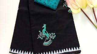 South Cotton Mix Block Printed Saree With Self & Extra Contrast Kalamkari Blouse Wh No 9494626208