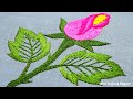 Easy Hand Embroidery Leaves and Flower, Online Embroidery Practice, Fancy Embroidery Design-321