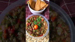 سلطة الباذنجان المشوي@korkum1755 food اسهل اسرع recipe yummy لذيذ cooking foodie جبنة