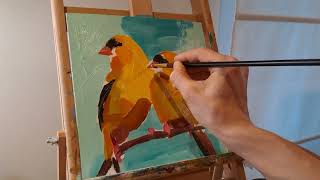 Oil Painting Process: Yellow Goldfinch