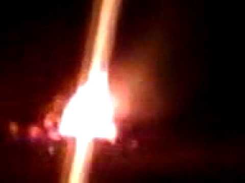 Can of starting fluid in the fire
