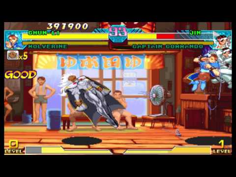 Marvel vs Capcom 1 ( Arcade ) - Chun-li / Wolverine Playthrough ( June 19, 2017 )