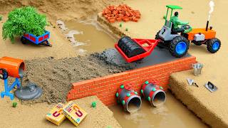 DIY Mini Tractor Builds Real Concrete Bridge with Underground Water Pipe | Science Project