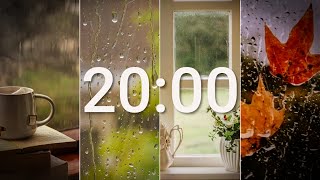 Rain on window with relaxing rain sound (빗소리) - 20 minutes countdown timer