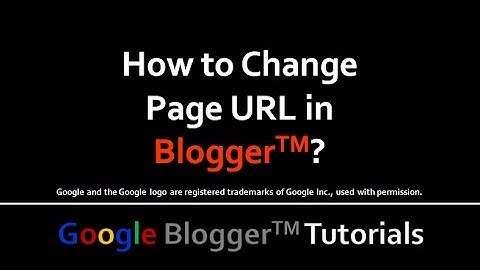 How to Change Page URL in Blogger