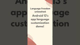 Android 13 feature - Per-app language personalization demo #android13 #shorts