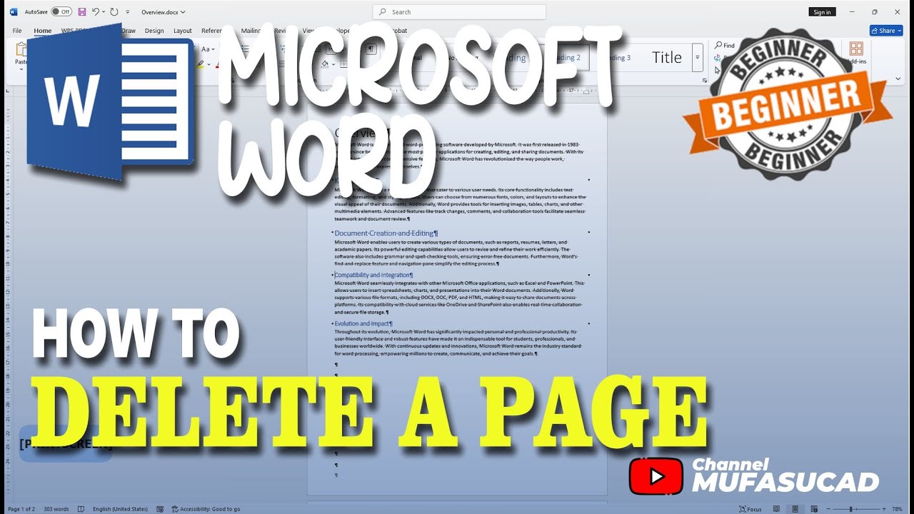 How To Delete A Page From Microsoft Word YouTube