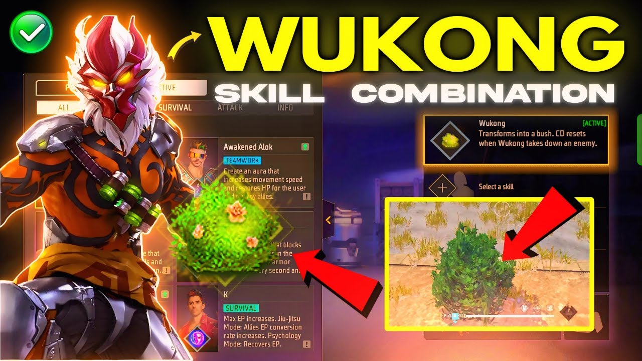 free fire wukong character skill combination