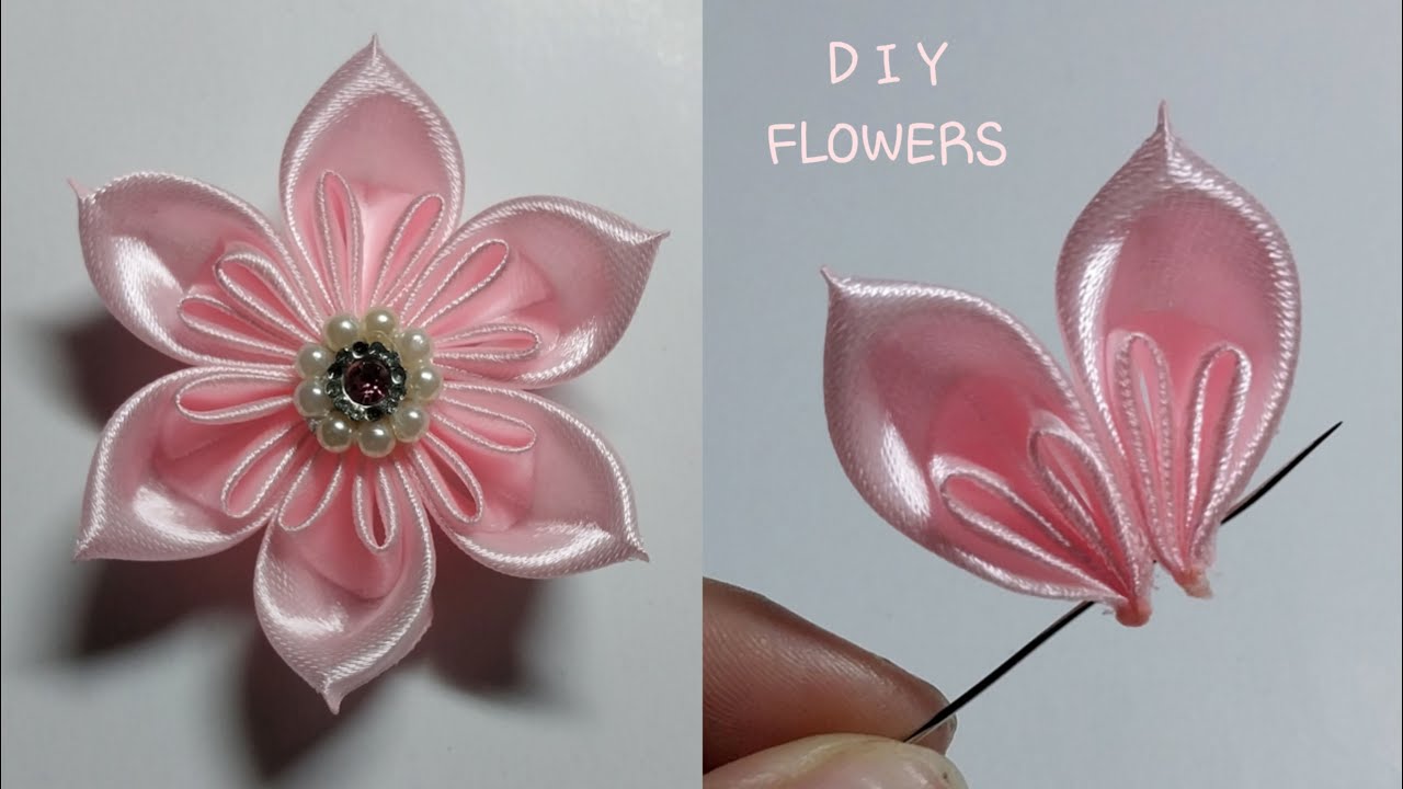 Diy Amazing Ribbon Flower Work Hand Embroidery Amazing Trick Sewing