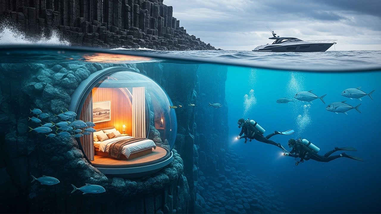 This man Built a SECRET HOUSE Inside an UNDERWATER SEA CLIFF | Open Ocean Survival (ASMR)