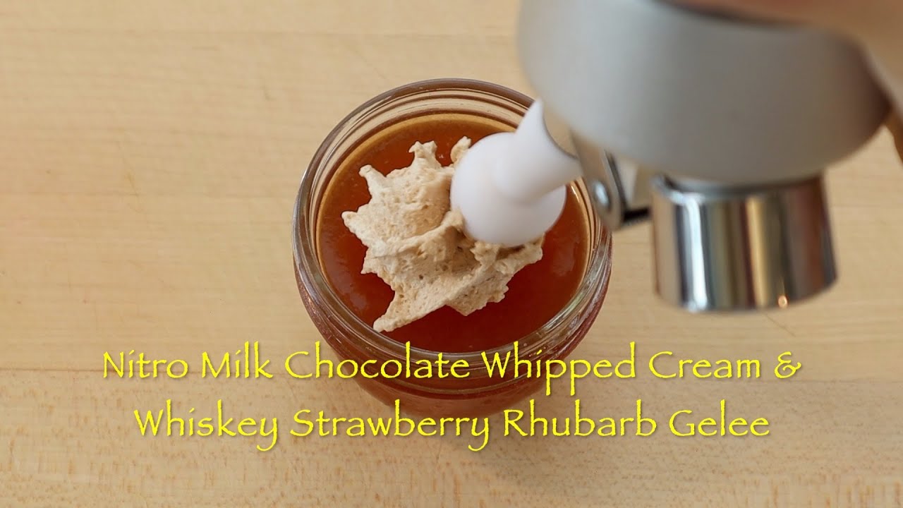 Nitro Milk Chocolate Whipped Cream & Whiskey Strawberry Rhubarb Gelee