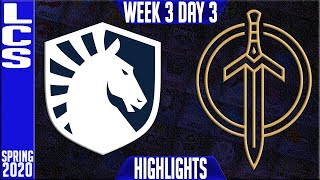 TL vs GG Highlights | LCS Spring 2020 W3D3 | Team Liquid vs Golden Guardians