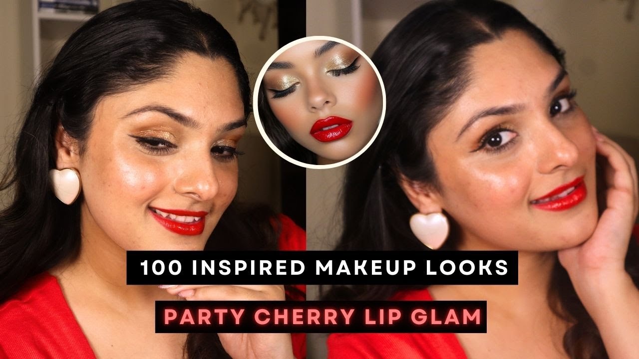 Minimal Party Makeup with Bold Red Lips | Beginner Friendly
